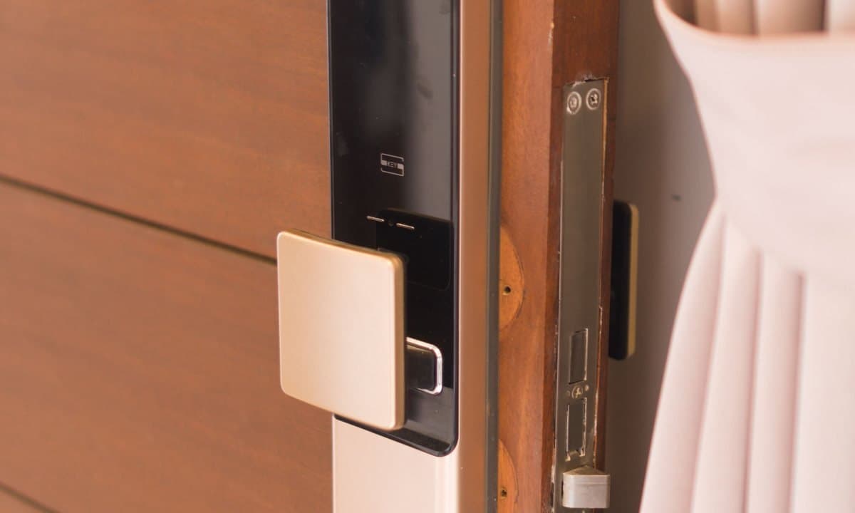 A keyless smart lock on a front door